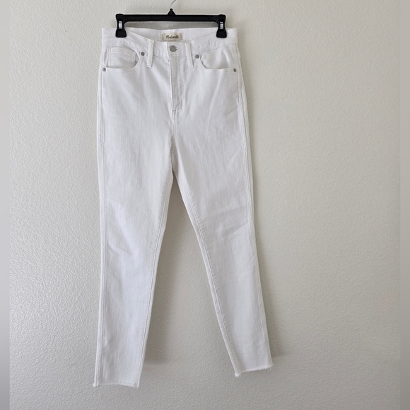 Madewell 10” High-rise Skinny White Jeans Zipper Fly Raw Hem size 29 - Picture 3 of 16